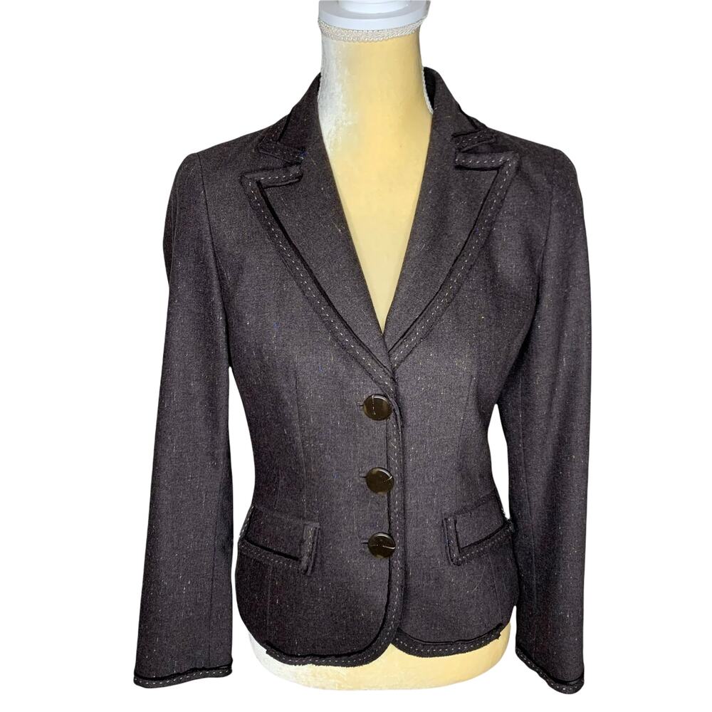 WORTH Wool Brown Blazer Dress Jacket EUC Size 2